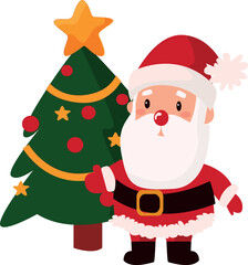 santa claus and christmas tree