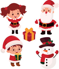 Christmas character set. santa claus set. Children's for christmas. Santa claus with children. Christmas 
