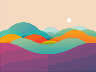 rainbow in the mountains  , vector design