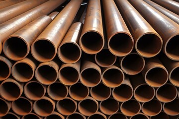 Metal pipes used in the steel industry. Generative AI