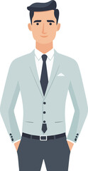 person in suit isolated white background vector design