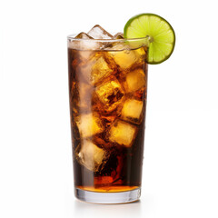 A cuba libre cocktail isolated on white