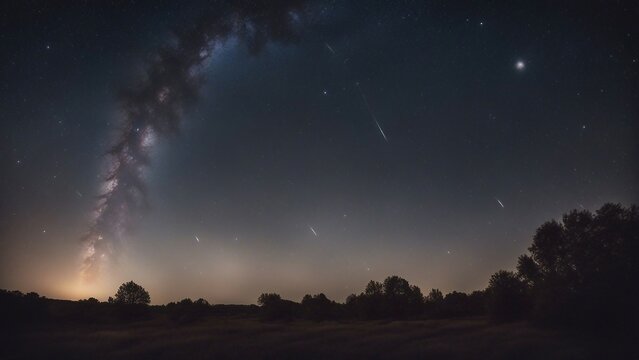 sky with stars _A night sky with the milky way galaxy and stars over a lake. The image shows the reflection of the stars