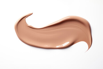 Make up smear, liquid foundation swatch smudge texture isolated on white background