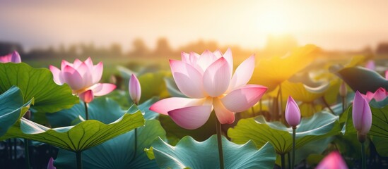 Fototapeta na wymiar Thai gardens fresh lotus