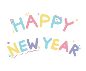 Happy New Year. Lettering text for Happy New Year