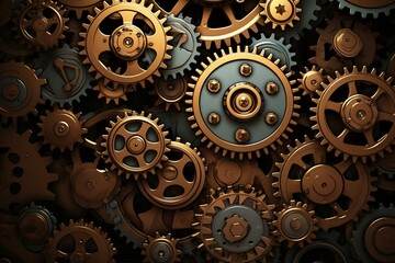 background featuring gears and cogs. Generative AI