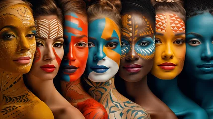 Fotobehang Colori dell'Unità: Rispettare la Diversità Umana, AI Generative © Augusto