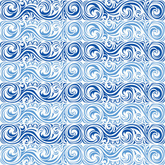 Classic white and blue abstract monochromatic design seamless patterns. Graphic modern pattern. Simple graphic design.