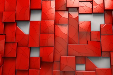 Abstract geometric design with red tiles on a polished wall. Generative AI