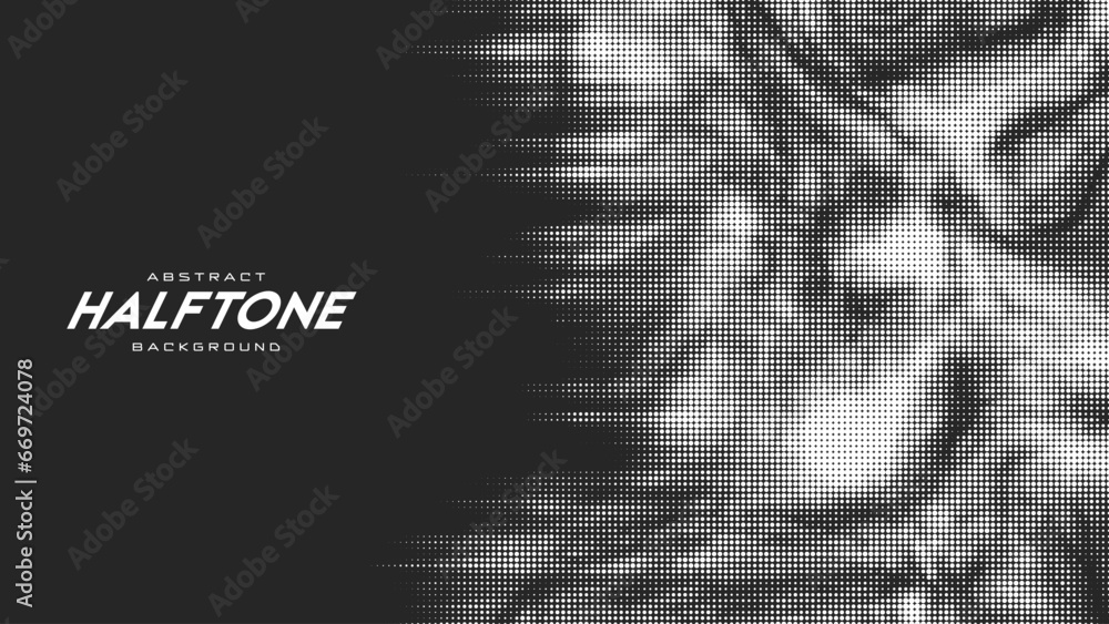 Aufkleber abstract vector torn monochrome halftone background. scrathed dotted texture element.