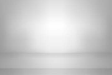 White color studio background. Abstract empty room with soft light for product. Simple gray backdrop. Line horizon. Gradient grey background. Table texture blank wall and floor. Vector illustration - obrazy, fototapety, plakaty