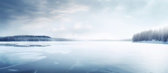 Vast icy winter lake