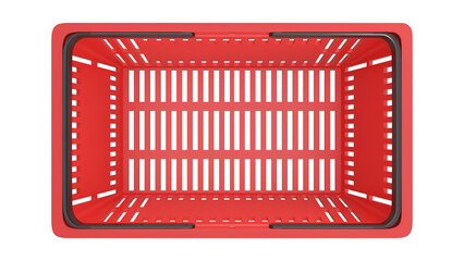 Plastic shopping basket. Isolated supermarket shopping cart.