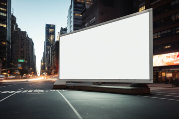 outdoor billboard white screen clean minimalistic, advertising message visual information attract attention passers-by and citizens. empty canvas for message, advertisement banner poster copy space.