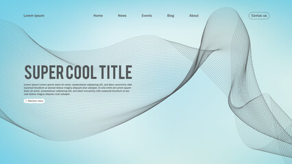 Landing page abstract design. Template for website or app. Colorful abstract minimal wave