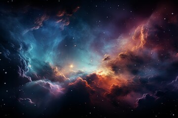 celestial abstract scene with nebula and stars - obrazy, fototapety, plakaty