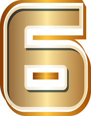 golden metal font letter, Number 6