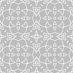 Seamless surface pattern with crossing figures. Symmetric abstract background. Circular ornament wallpaper. Lacy openwork motif. For digital paper, page fills, web design. Vector art illustration