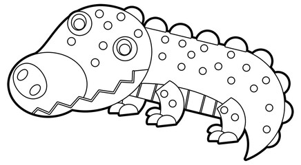 cartoon scene with happy crocodile alligator isolated illustration for children