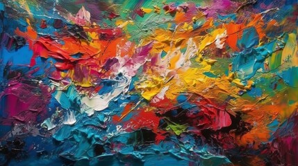 Closeup of abstract rough colourful colours painting texture, with oil brushstroke, pallet knife...