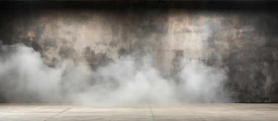 Smoke or steam fills an empty concrete room or garage - Powered by Adobe