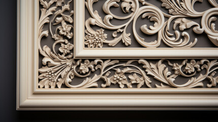 An elegant gold frame with a classic, ornate border and a glossy finish