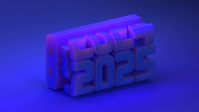 Loop 3d animation of an isometric projection and a counter on which the dates of the new year 2024 appear. Abstract composition for Christmas animations and backgrounds.