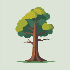 tree with green leaves art illustration , vector design , minimalist , 