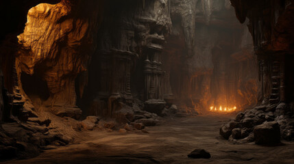An eerie, dark cave