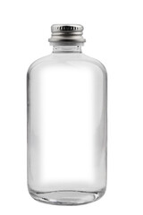 glass jar for storage and canning under the lid with thread, isolated on a white background