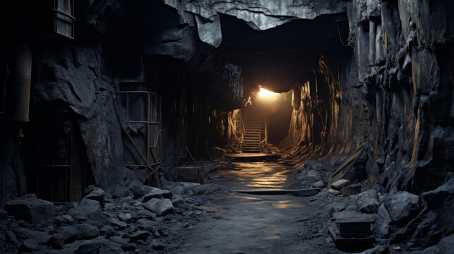 An eerie, abandoned mine with strange markings on the walls