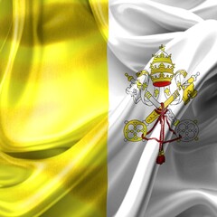 3D-Illustration of a Vatican City flag - realistic waving fabric flag