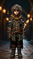 statue of the knight, christmas elf rogue in leather armor, generative ai