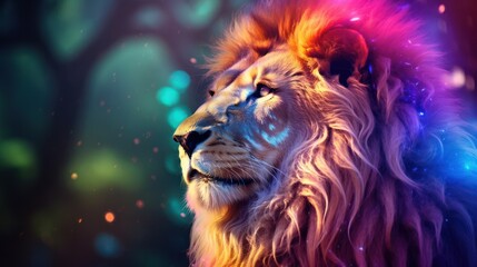 Fototapeta premium Lion with Bokeh Effect