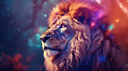 Lion with Bokeh Effect
