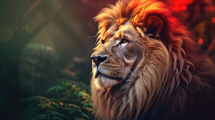 Fototapeta premium Lion with Bokeh Effect