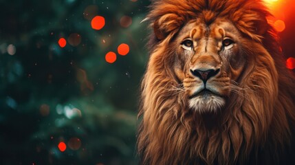 Fototapeta premium Lion with Bokeh Effect