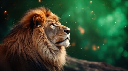 Naklejka premium Lion with Bokeh Effect