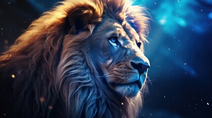 Lion with Bokeh Effect