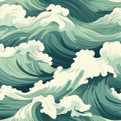 Wavy Psychedelic seamless pattern background. New Classics: Menswear Inspired concept. Geometric Wave Abstract Creative Motif. Repeat tiling rhythmic&nbsp;waves for fabric, wallpaper, wrapping, web, print.