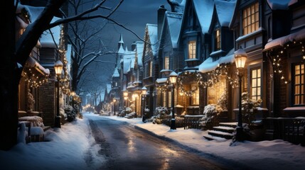 Fototapeta na wymiar winter in the city, christmas norweigan village, generative ai