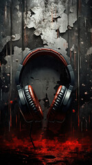 gaming headset with colorfull explosion on DARK background