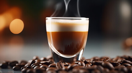 Espresso Coffee Cup With Beans