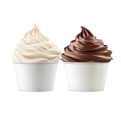 Collection Set of White and Chocolate Whipped Cream Isolated on Transparent and White Background - Creamy Delights