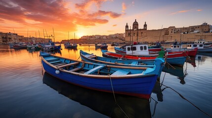Fototapeta premium Malta,fishing village Colourful boats