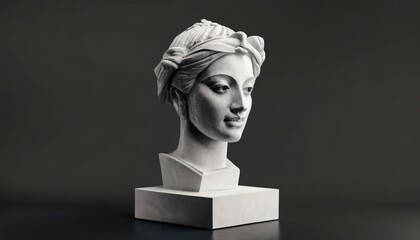 Portrait of a sculpture bust on a podium