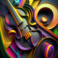 abstract background with violin, modern multicolor music background with abstract structure