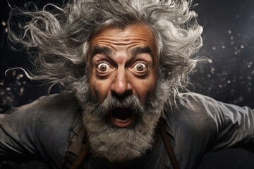 Obraz premium Arabic Male Elderly Parachutist Blue Skies Backdrop Generative AI