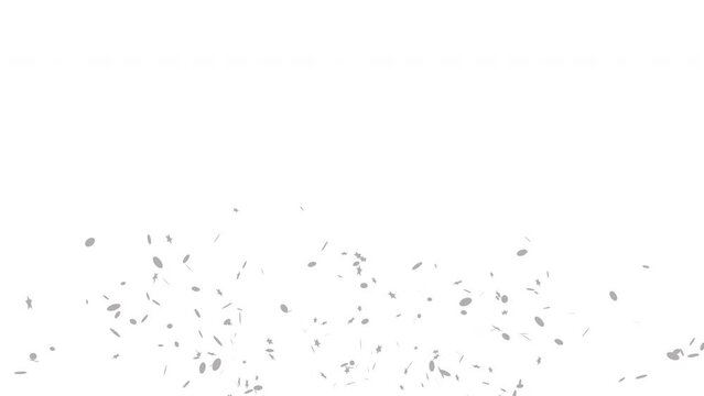 Silver 3D animation of confetti falling on White Alpha Screen Background 4K. Celebrate the holidays. Easy to put it into your scene or video. confetti celebration, birthday party, anniversary party